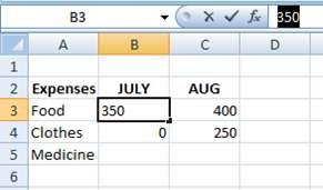 Click here in formula bar Practice 2 Create an Excel worksheet