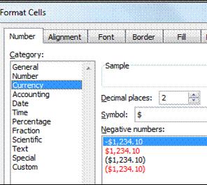 all the cells to format 2) Click Number tab to open 3) Select format cells 4)