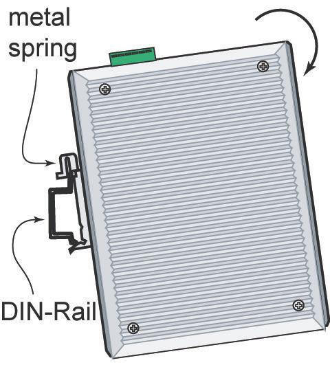 DIN-Rail Mounting The aluminum DIN-Rail attachment plate should already be fixed to the back panel of the EDS-405A-PTP when you take it out of the box.