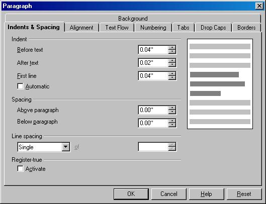 Fig 2.4 Indents and Spacing Dialog Box Learn by solving Reproduce the following paragraphs as such using both, the toolbar icons and the menu options.