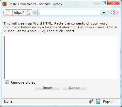 Paste from Word (6) This button is used to enable the pasting of text from applications outside of the CMS Editor.