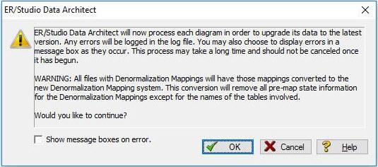 Note: Once you do upgrade your diagrams, you cannot open any of the diagrams using a
