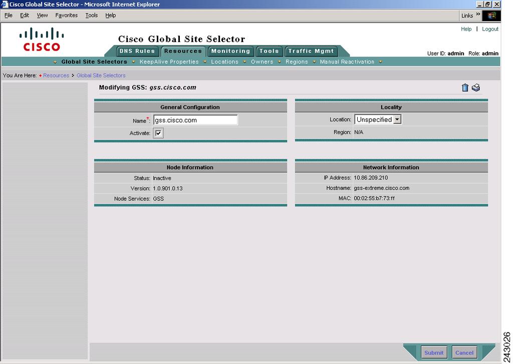 Activating and Modifying GSS Devices Chapter 1 Figure 1-5 Modifying GSS Details Page 4. Check the Activate check box.