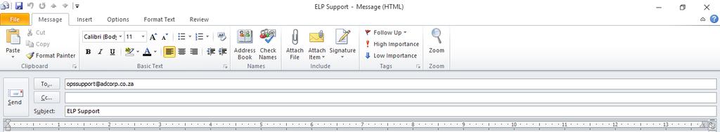 User Help Support Helpdesk The system will issue a mailto command for support.