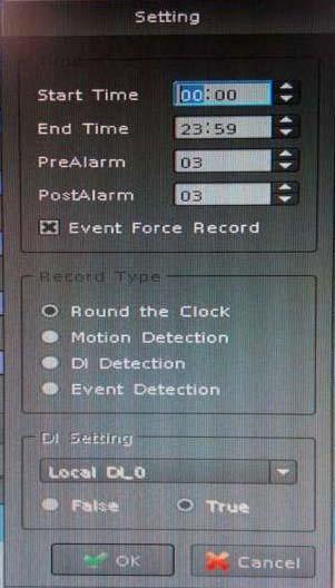The step to configure recording schedule Select a camera: Select a camera for schedule configuration.