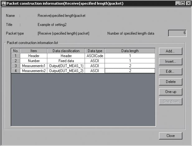 APPENDICES (4) Receive (specified length) packet setting example (Variable data)