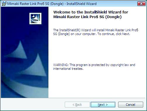 1 Mount the installation CD (upgrade version) for RasterLinkPro5 onto the PC.
