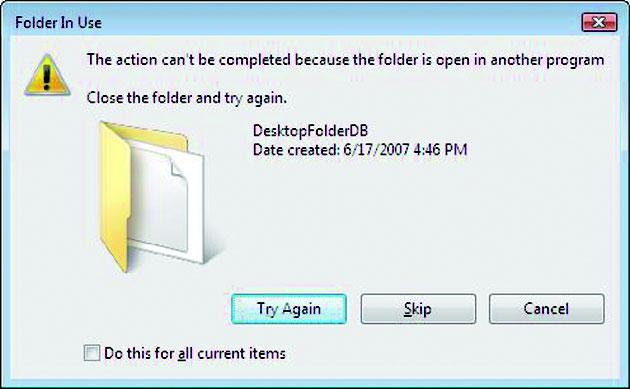 Checking the contents deletion in shared folder 4 If an error message appears, the hot