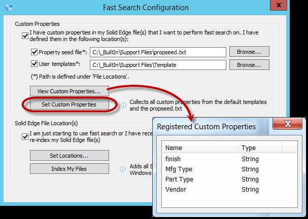 Setup Search Register Custom Properties Multi-User Fast Search configuration Specify location of Proseed.