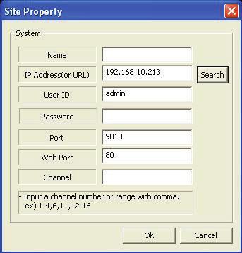1) Click [Search] at [Site Property] window, then [Device Auto Detect] window will pop up as below.