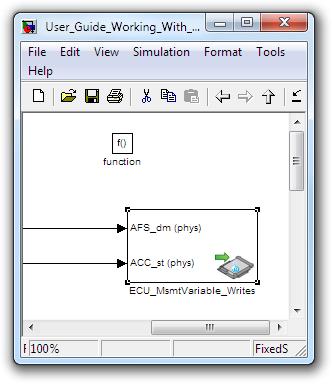 10.2.4 EHOOKS ECU Variable Multiple Write Block The EHOOKS ECU variable multiple write block (ECU variable write block), shown in Figure 86, allows Simulink models to write to existing ECU variables