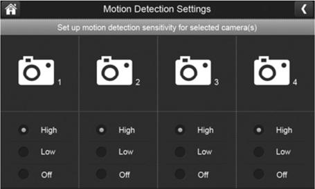 Sensitivity: This option allows you to set the camera s motion detection sensitivity levels to high, low, or off. 1.