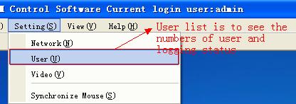 User administration This function can cancel or add user,and set user control purview by