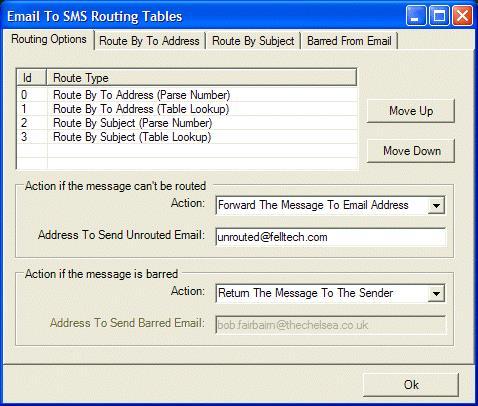 Email To SMS Routing When an email is received by the SMS Gateway, there are a number of routing rules applied to the message to try to determine where the message will be routed.