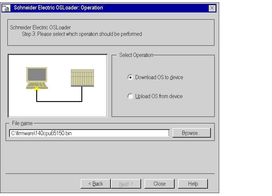Description of Screens Operation Screen General OSLoader can execute two different commands: download a new operating system to the selected device upload the operating system of the selected device