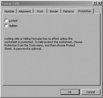 Guidelines for the Development and Validation of Spreadsheets 51 see Figure 6) before the sheet is protected. After protection, the user is only able to enter values in these cells.