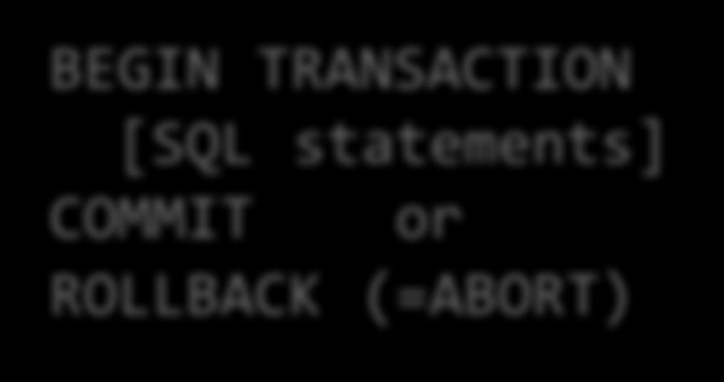 Transactions Collection of statements that are executed
