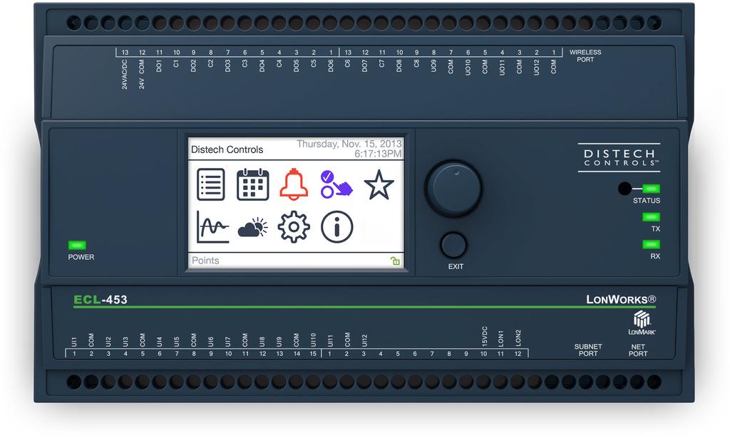 D a t a s h e e t ECL-400 Series LONMARK Certified 24-Point Programmable Controllers Overview The ECL-400 Series controllers are microprocessor-based programmable controllers designed to control