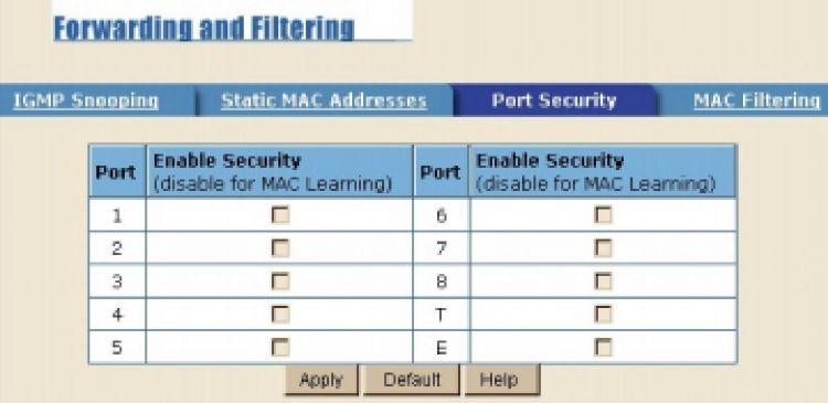 2-4-6-3. Port Security A port in security mode will be locked without permission of address learning.