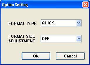 5.4 Option Select Operation (1) Click on [Option]. Figure8: Main Window (before option selection) (2) After clicking on it, format option window is displayed on the screen.