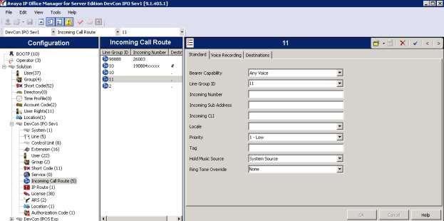 5.5. Configure Incoming Call Route To create the Incoming Call Route for SIP trunk connects IP Office primary and Trio Enterprise, navigate to primary