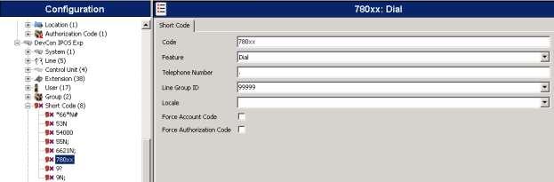Perform same step on IP500V2 to create short code to route the call to primary server via SCN as shown below: Code Enter the number range that will be routed to Trio Enterprise (during compliance