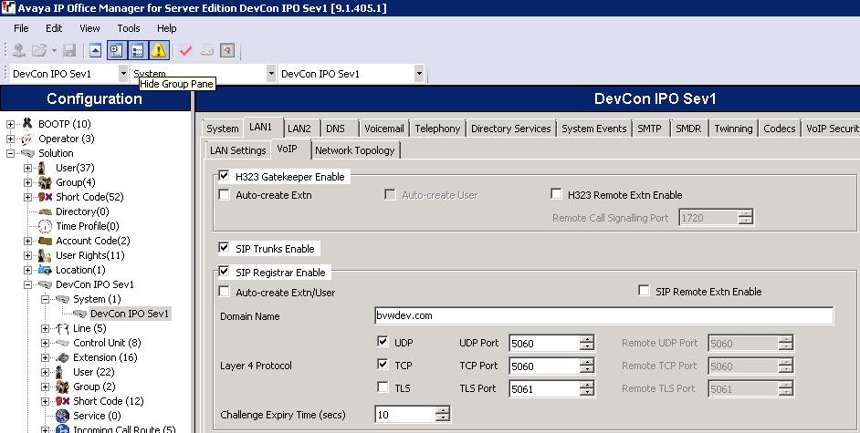 5.2. Verify SIP Trunk Enable Navigate to System DevCon IPO Sev1, go to LAN1 VoIP