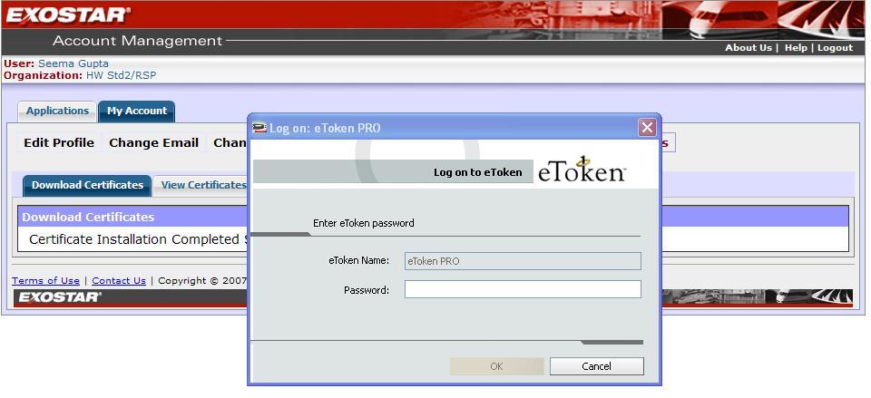 Step 4: Import Certificates to token Enter your password and