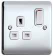 Vimark Evo Socket Outlets Black or white inserts available Top facing terminal screws Bold terminal markings Recessed earth bar Captive and