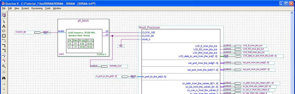 Pin Generation Right-click on the NiosII_Processor block, and click Generate Pins for Symbol Ports.