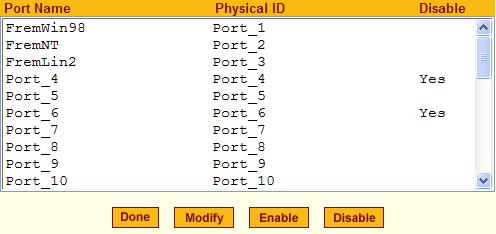 Configuration 3. Select the port you want to modify and click the Modify button. The Modify Port dialog box appears. 4.