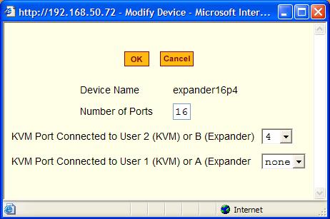 Web Manager for KVM/net Plus Administrators 3. In the Number of Ports field, enter the number of ports contained on the cascaded device. 4.