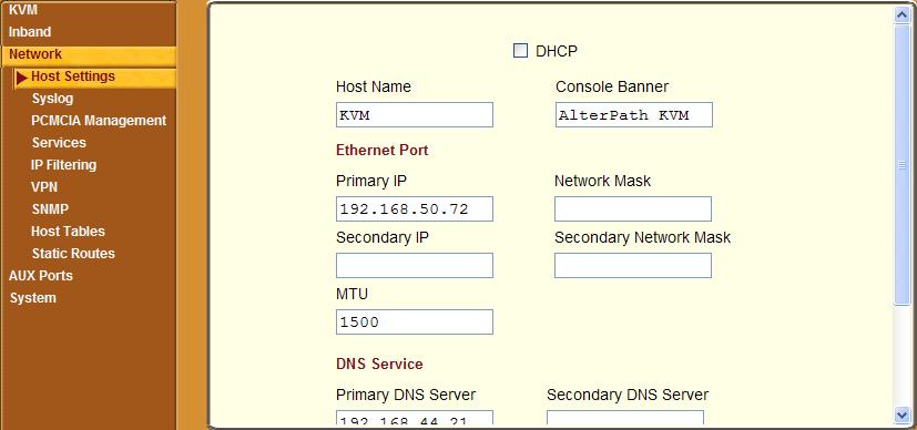 If the DHCP check box is not checked, then other options appear on the form as