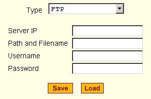 Management Selecting FTP (default) brings up the fields displayed in the following figure. b. Fill in the following fields with appropriate connection information: Server IP Path and Filename Username Password 3.