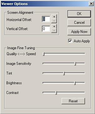 Web Manager for KVM/net Plus Users Setting the Viewer Options The Viewer Options window allows you to align or position the viewer window and to fine tune the image.