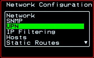 Web Manager for KVM/net Plus Administrators VPN Configuration Screens [OSD] You can select the VPN option from the Network Configuration menu to configure VPN.
