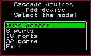Selecting Auto detect automatically detects the number of ports on the cascaded KVM unit. The unit must be already connected in order for the auto detect option to work.