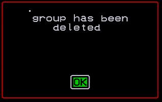 is removed from the group, and the following confirmation screen appears: