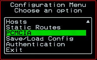 PCMCIA Screens You can select the PCMCIA option on the OSD Configuration Menu to configure PCMCIA modem cards.