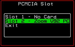 Selecting Continue, returns you to the PCMCIA menu, where you select the Configure option.