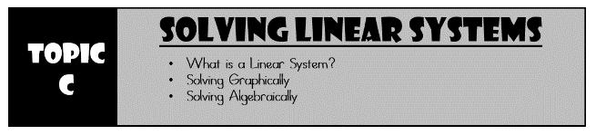 Solving Linear Systems Graphically: When you graphed linear equations previously, you found their graphs were always a straight line.