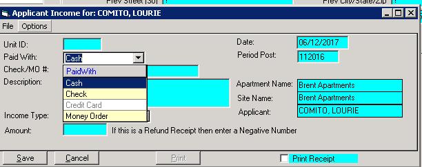 The applicant data entry form will be displayed. Click on the button Add Transaction located at the bottom.