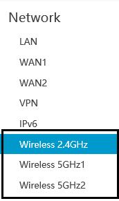 4GHz, Wireless 5GHz1, or Wireless 5GHz2.