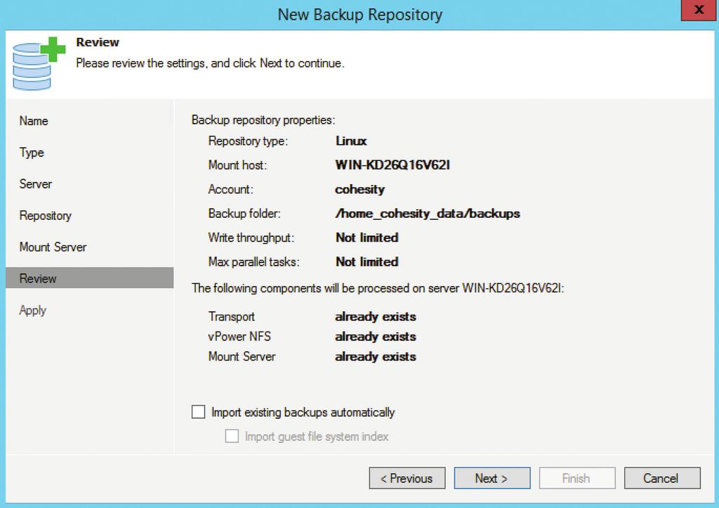 Figure 16. the Backup Repository Creation is now complete. Repeat steps 2 through 7 for the remaining VIPs evenly spread across the Backup Proxy infrastructure.