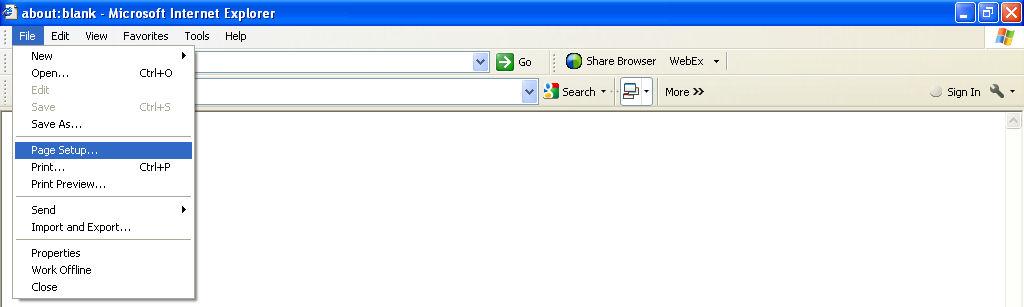 Internet Explorer Page Setup In few PCs the Customer receipt gets