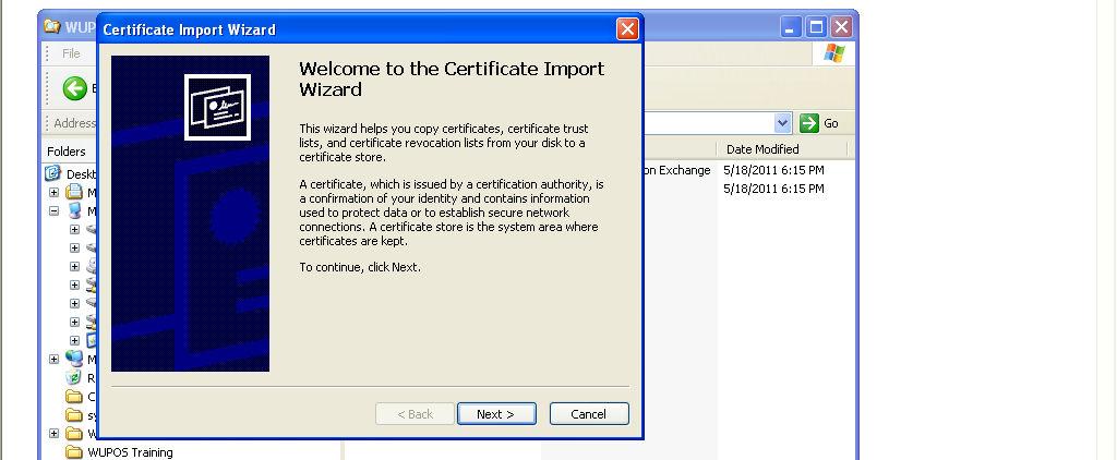 available in the text file Note : The certificate is a Personal Certificate and not sharable, meaning you must install it in every Windows login account on the PC used for accessing the WUPOS