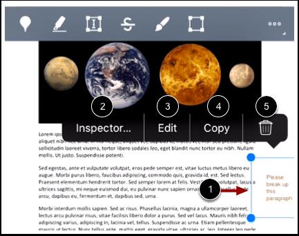 Modify Text Annotation To modify the annotation, tap the annotation text box [1]. To move the annotation, tap and hold the annotation outline in the document. Drag the annotation to the new area.