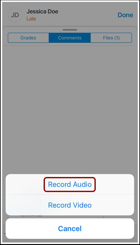 Record Audio Comment Tap the
