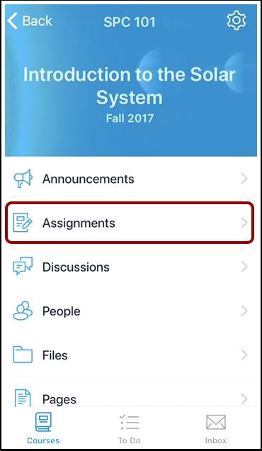 Open Assignments Tap the Assignments link.