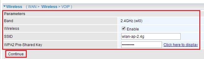 7. To configure the Wireless connection, ensure the following settings are entered.